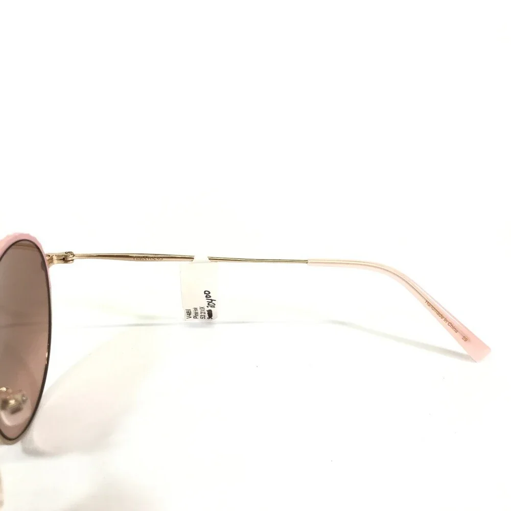 Vera Wang Sunglasses V485 PK Pink Gold Round Metal Rim with Pink Mirrored Lenses
